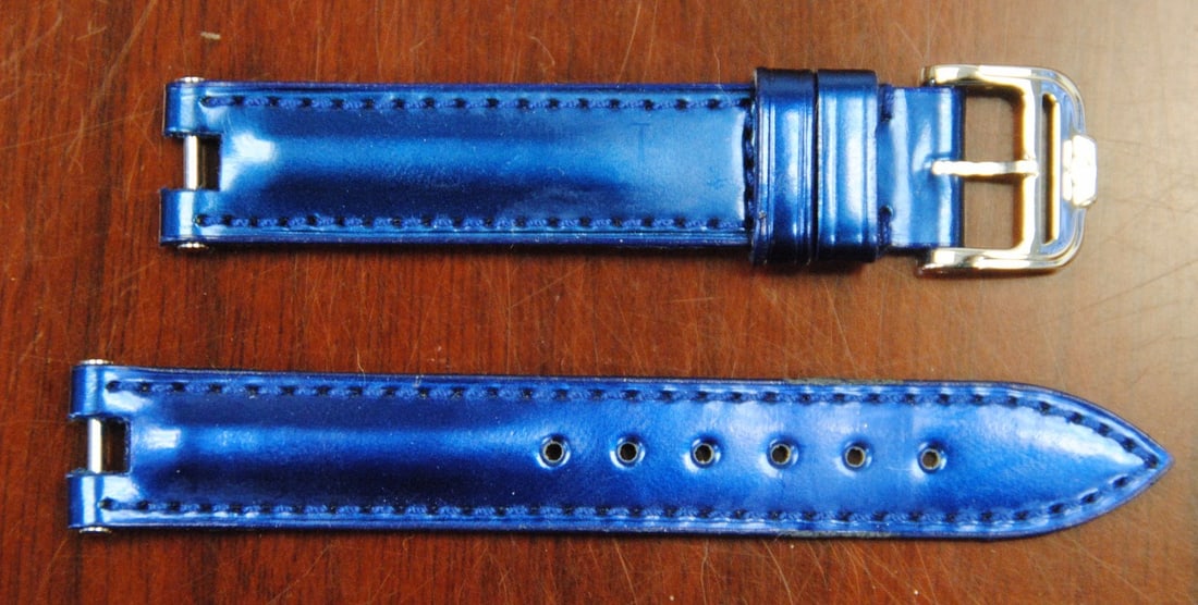 Baume & Mercier Authentic Blue Leather Wristwatch Band 14mm: Baume & Mercier Authentic Blue Leather Wristwatch Band 14mm Enhance your timepiece with this authentic Baume & Mercier factory original blue leather strap. Crafted from genuine leather, this wristwatc