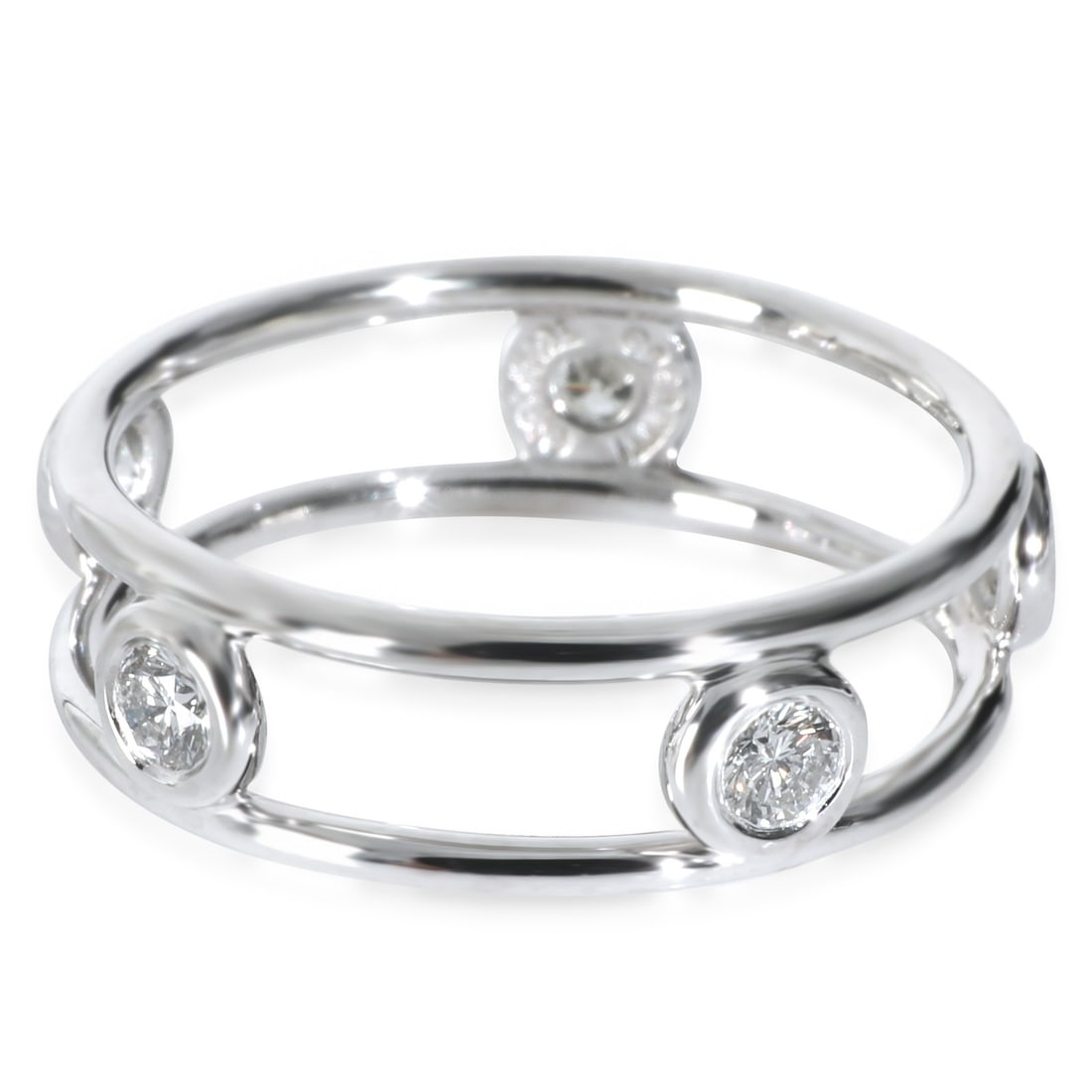 Elsa Peretti Diamonds By The Yard Platinum Diamond Ring Size 5.25: Elsa Peretti Diamonds By The Yard Platinum Diamond Ring Size 5.25 This Tiffany & Co. platinum ring from the Elsa Peretti Diamonds By The Yard collection features round brilliant diamonds with a total
