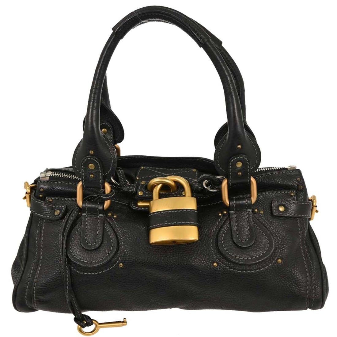 Chloe Paddington Black Leather Top Handle Handbag 14x7x8 (1 of 10)