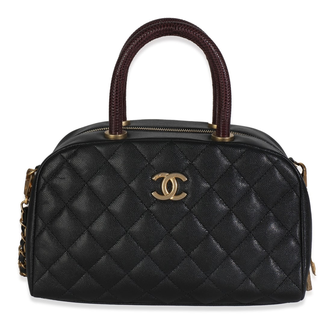 Chanel Coco Top Handle Bowling Bag Black Caviar Leather Gold-Tone Hardware (1 of 8)