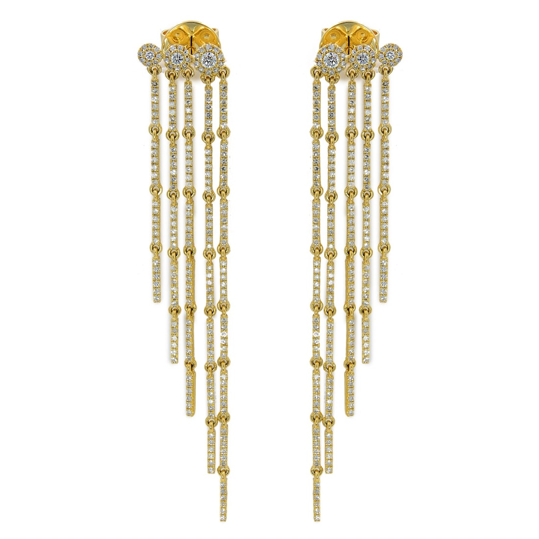 Rachel Koen 14K Yellow Gold 1.18ct Pave Set Diamond Dangle Earrings (1 of 6)