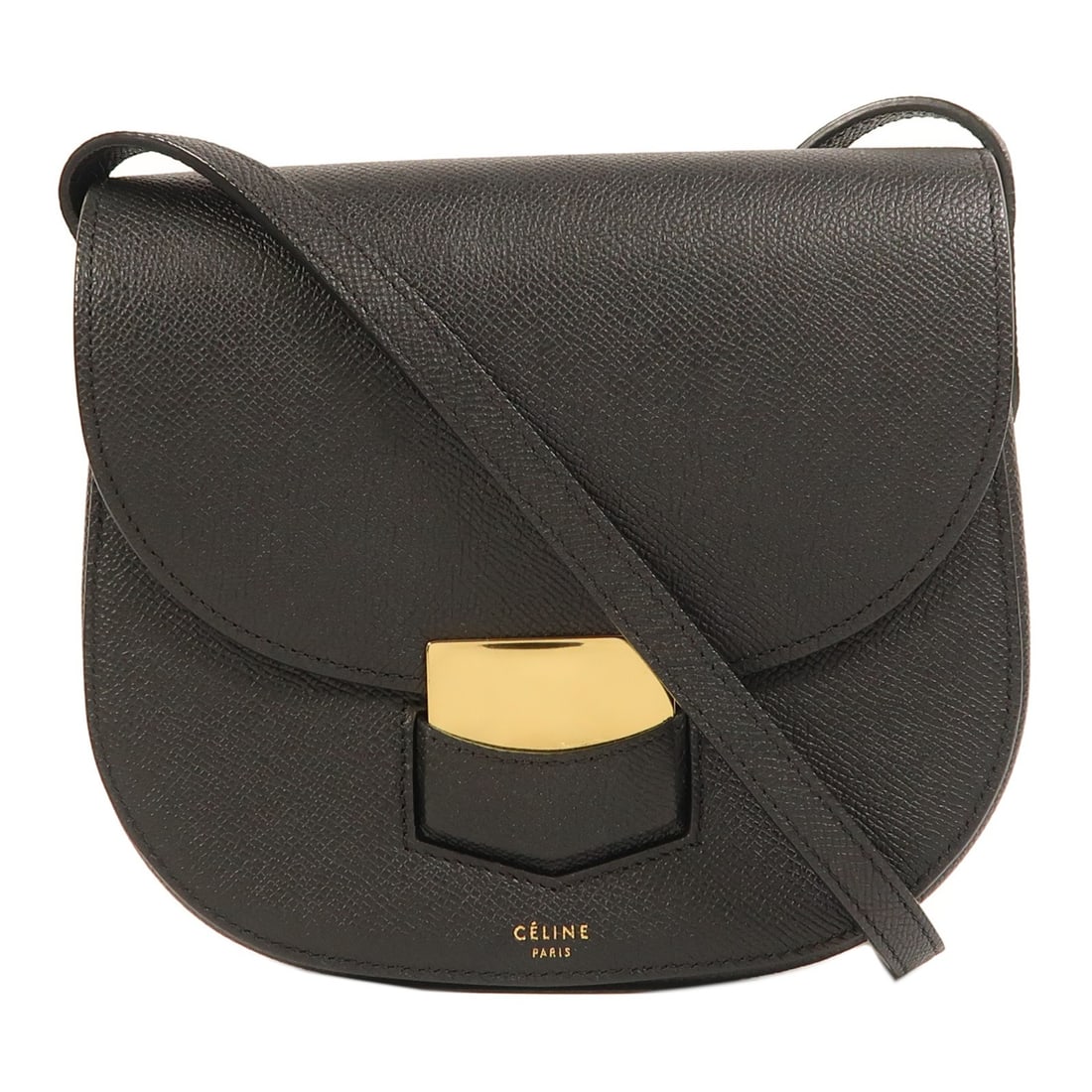 CELINE Trotteur Black Calfskin Leather Shoulder Bag GHW: CELINE Trotteur Black Calfskin Leather Shoulder Bag GHW Introducing the CELINE Trotteur Small Shoulder Bag, a stylish accessory crafted from premium black calfskin leather. This elegant bag features a