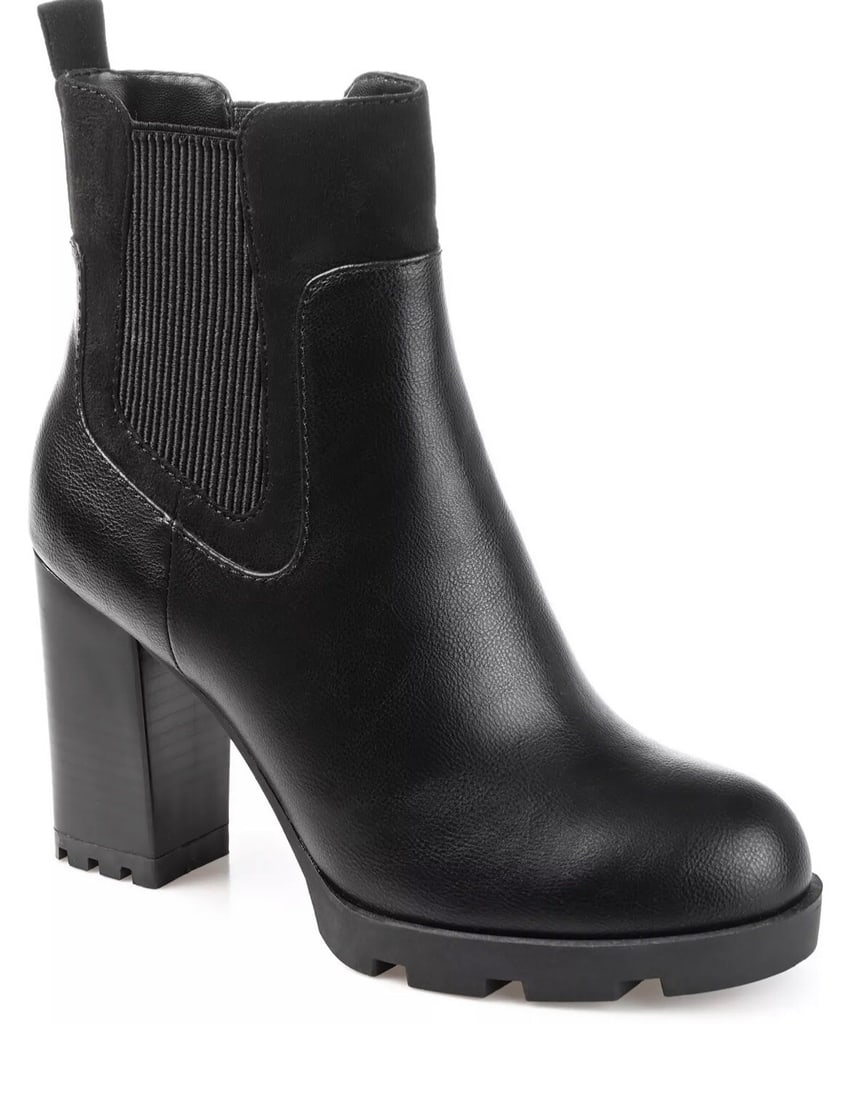 JOURNEE COLLECTION Islana Black Vegan Leather Booties Womens 10 (1 of 6)
