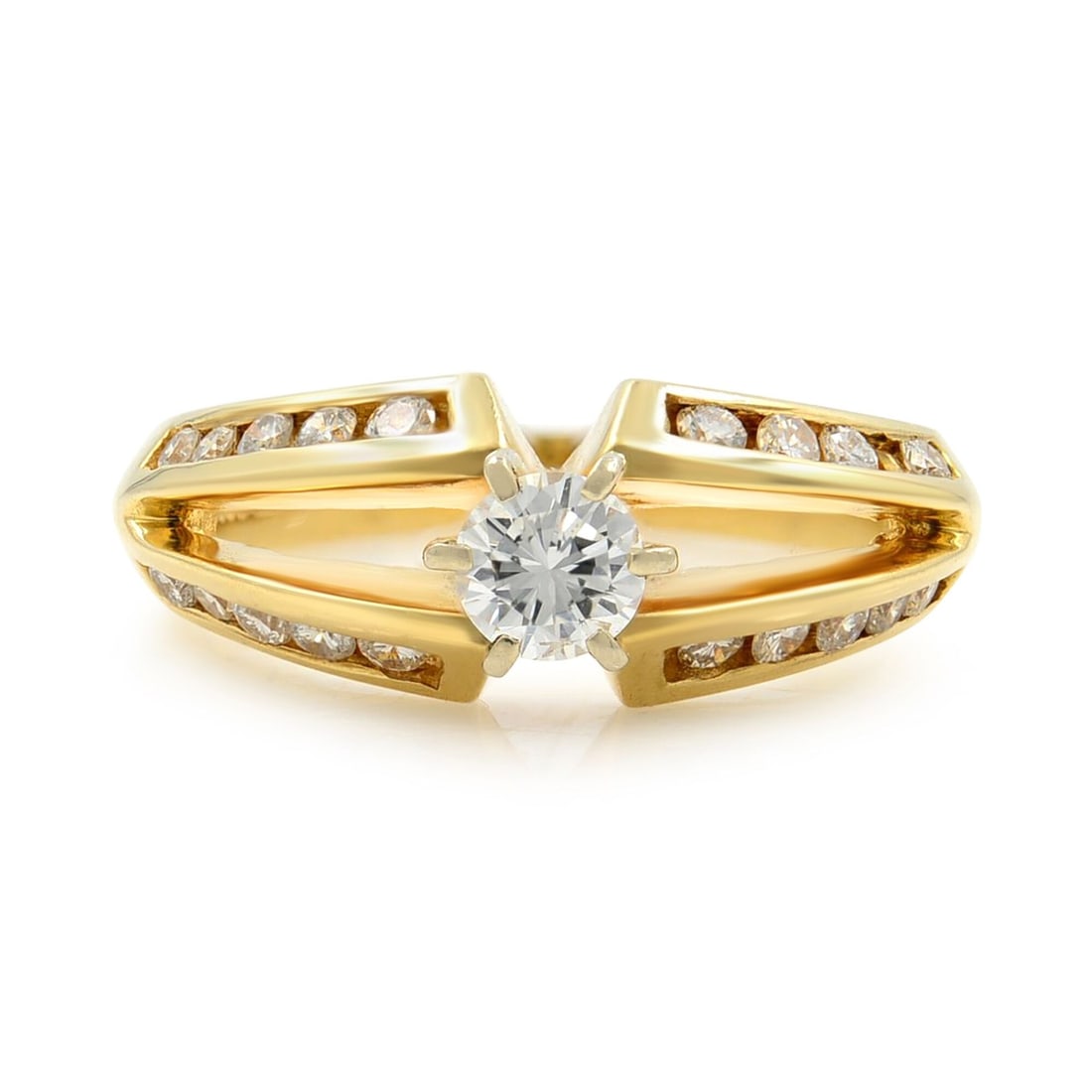 Rachel Koen 14K Yellow Gold Engagement Ring with 0.80CT Diamonds Size 6.5 (1 of 6)