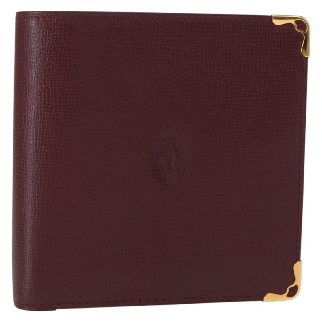Bordeaux Leather Must Line Bifold Wallet by Cartier with Gold Accents (1 of 18)