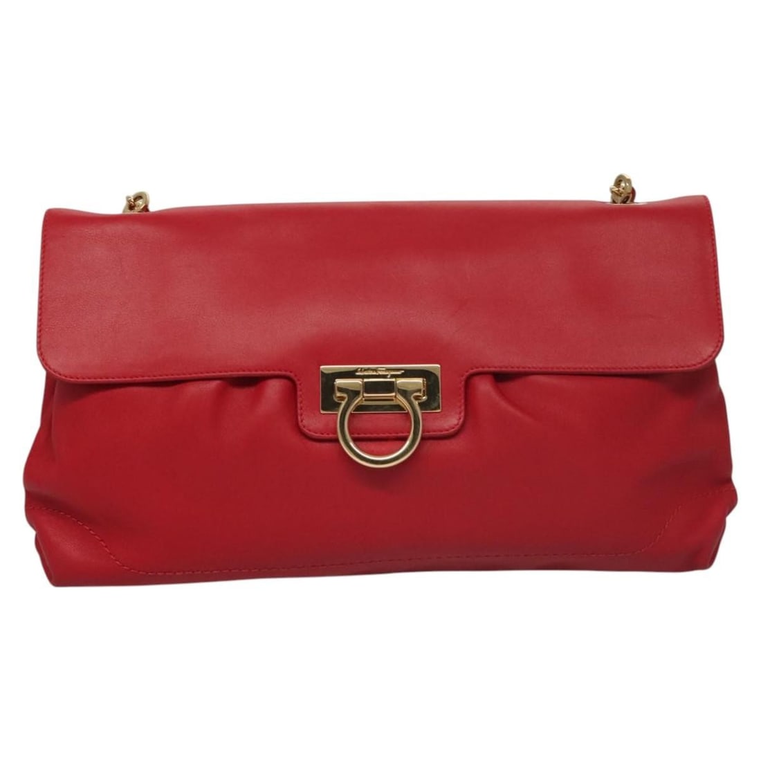 Gancini Red Chain Strap Shoulder Bag by Salvatore Ferragamo (1 of 2)