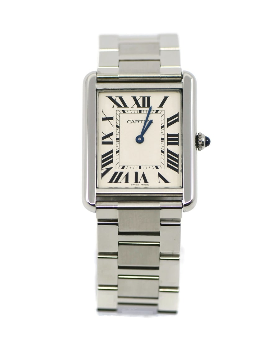 Cartier Tank Solo W5200014 Stainless Steel Analog Watch with Box: Cartier Tank Solo W5200014 Stainless Steel Analog Watch with Box Experience the elegance of the Cartier Tank Solo Stainless Steel Watch, a classic timepiece that embodies sophistication and style. Thi