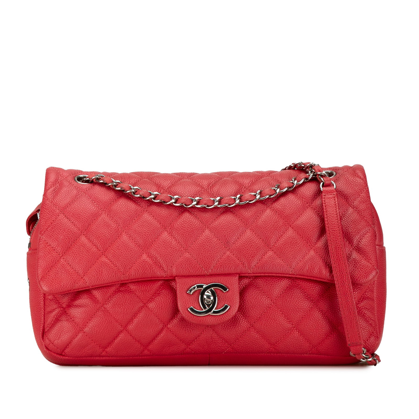 Chanel Jumbo Caviar Easy Flap Bag Red Leather Shoulder Bag (1 of 11)
