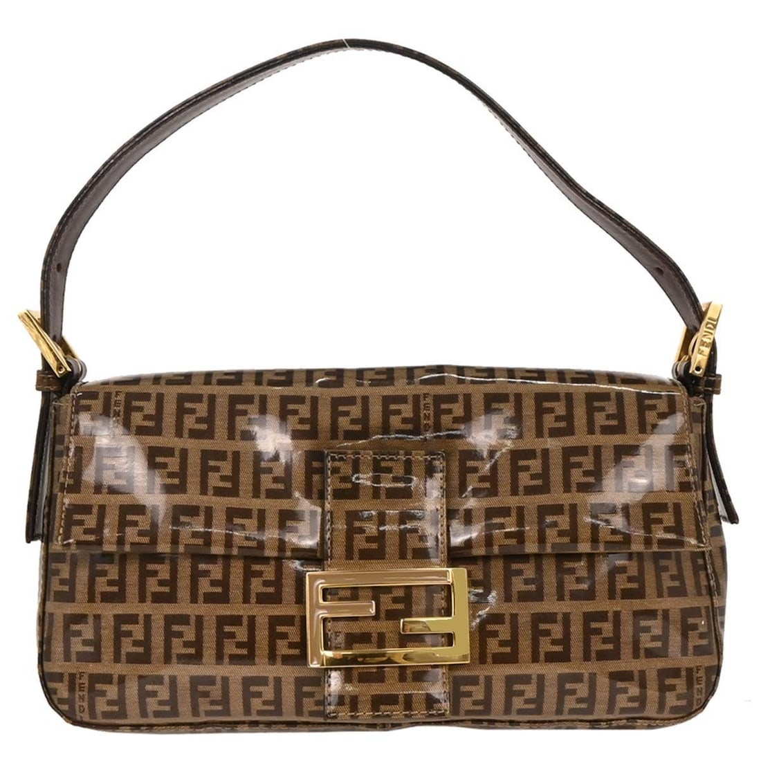Fendi Brown Zucchino Baguette Handbag with Gold Hardware (1 of 10)