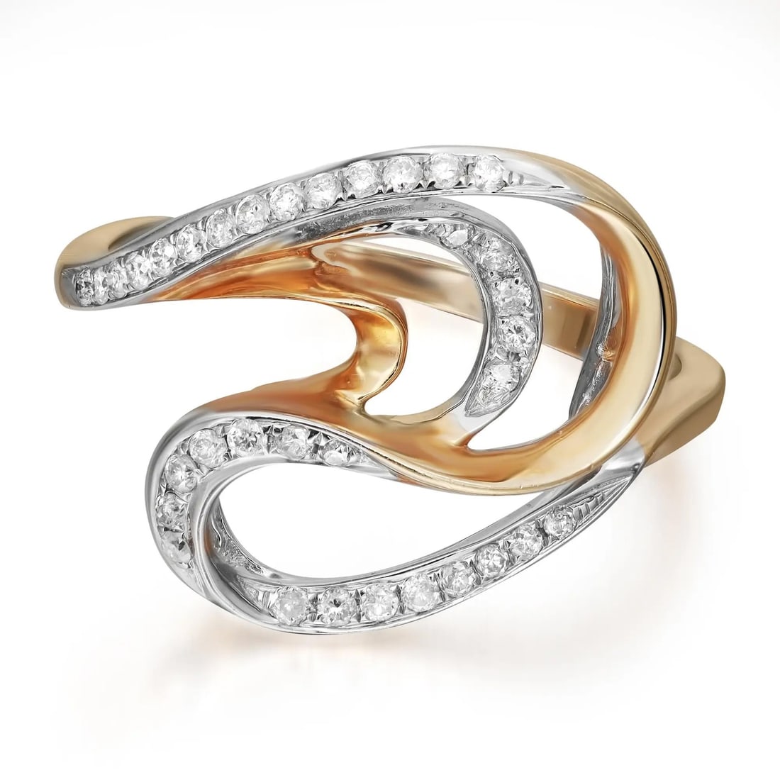 Rachel Koen 14K Yellow Gold 0.23ct Diamond Swirl Ring Size 7.5: Rachel Koen 14K Yellow Gold 0.23ct Diamond Swirl Ring Size 7.5 This exquisite ladies' swirl ring is crafted from highly polished 14K yellow gold and features a captivating design. The ring is adorned