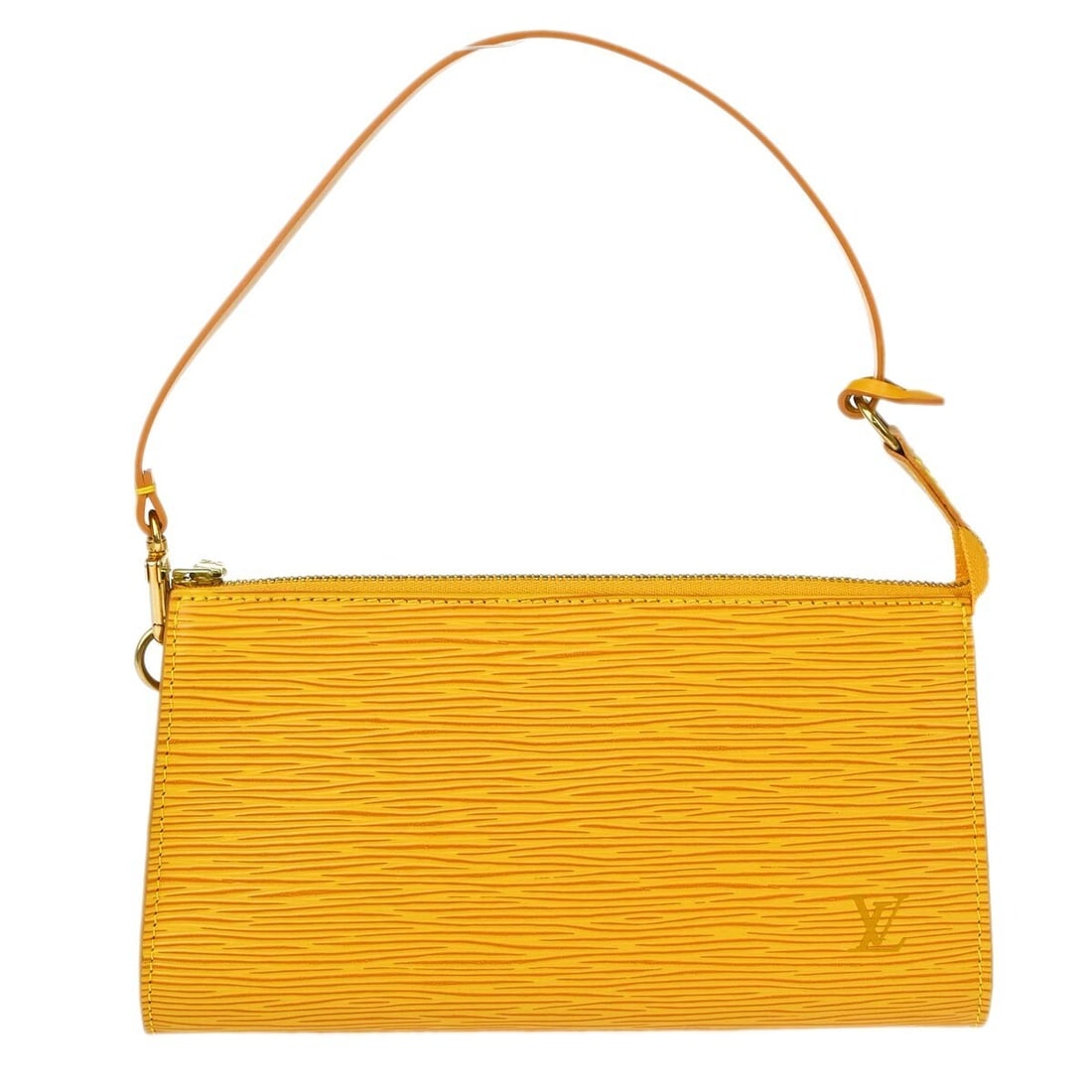 Louis Vuitton Yellow Epi Pochette Accessoires Handbag M52959 Vintage Clutch: Louis Vuitton Yellow Epi Pochette Accessoires Handbag M52959 Vintage Clutch This Louis Vuitton Yellow Epi Pochette Accessoires 21 Handbag is a stylish and functional accessory crafted from Epi leather