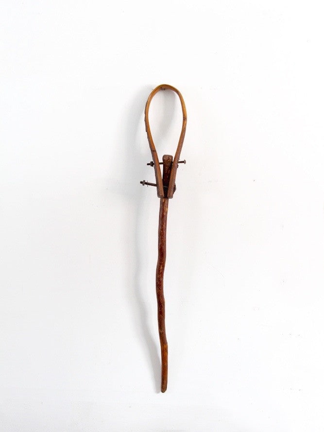 Antique Primitive Farm Tool with Looped Wooden Top 41.25in (1 of 6)