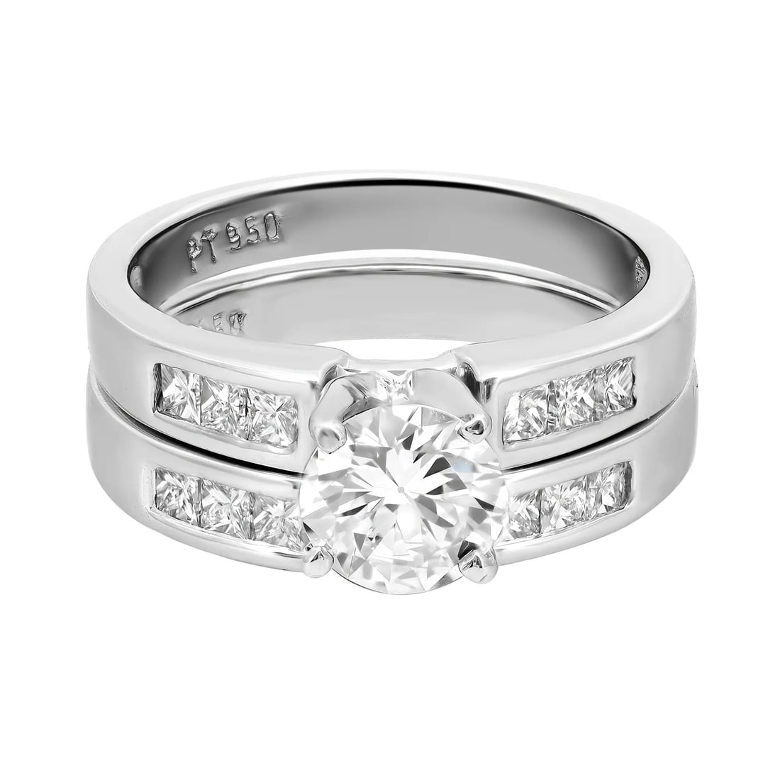 Rachel Koen GIA Certified Diamond Engagement Ring Set Platinum 1.40Cttw Size 5.5 (1 of 6)