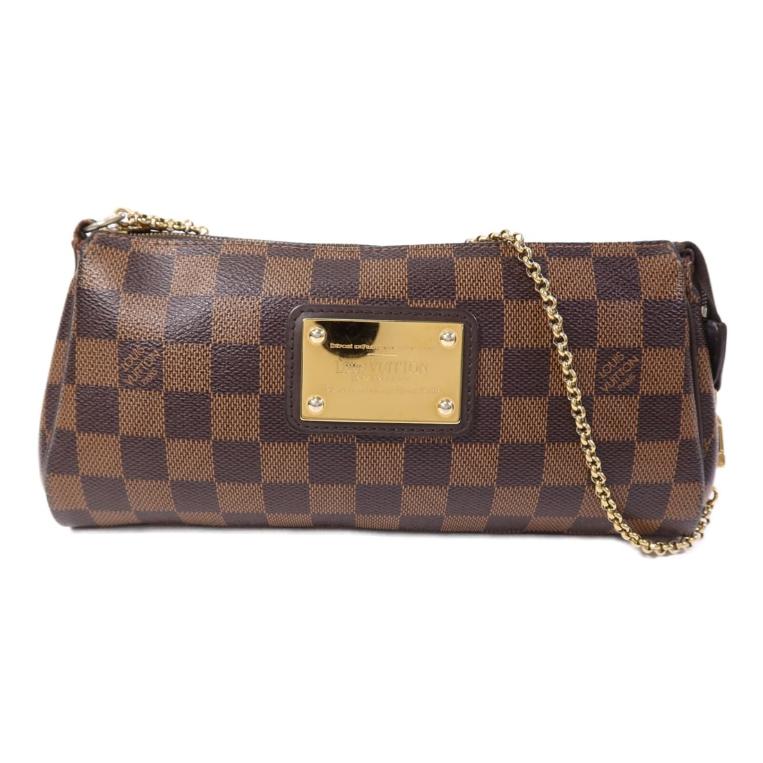 LOUIS VUITTON Damier Ebene Brown Shoulder Bag with GHW: LOUIS VUITTON Damier Ebene Brown Shoulder Bag with GHW This elegant Louis Vuitton shoulder bag features the iconic Damier Ebene pattern, crafted from durable PVC coated canvas. Its rich brown exterior
