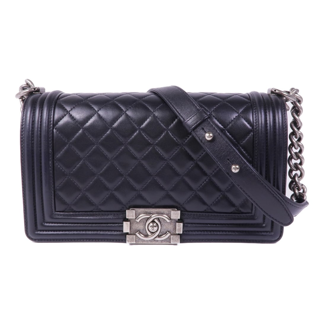 CHANEL Boy 25 Black Lambskin Shoulder Bag SHW (1 of 15)