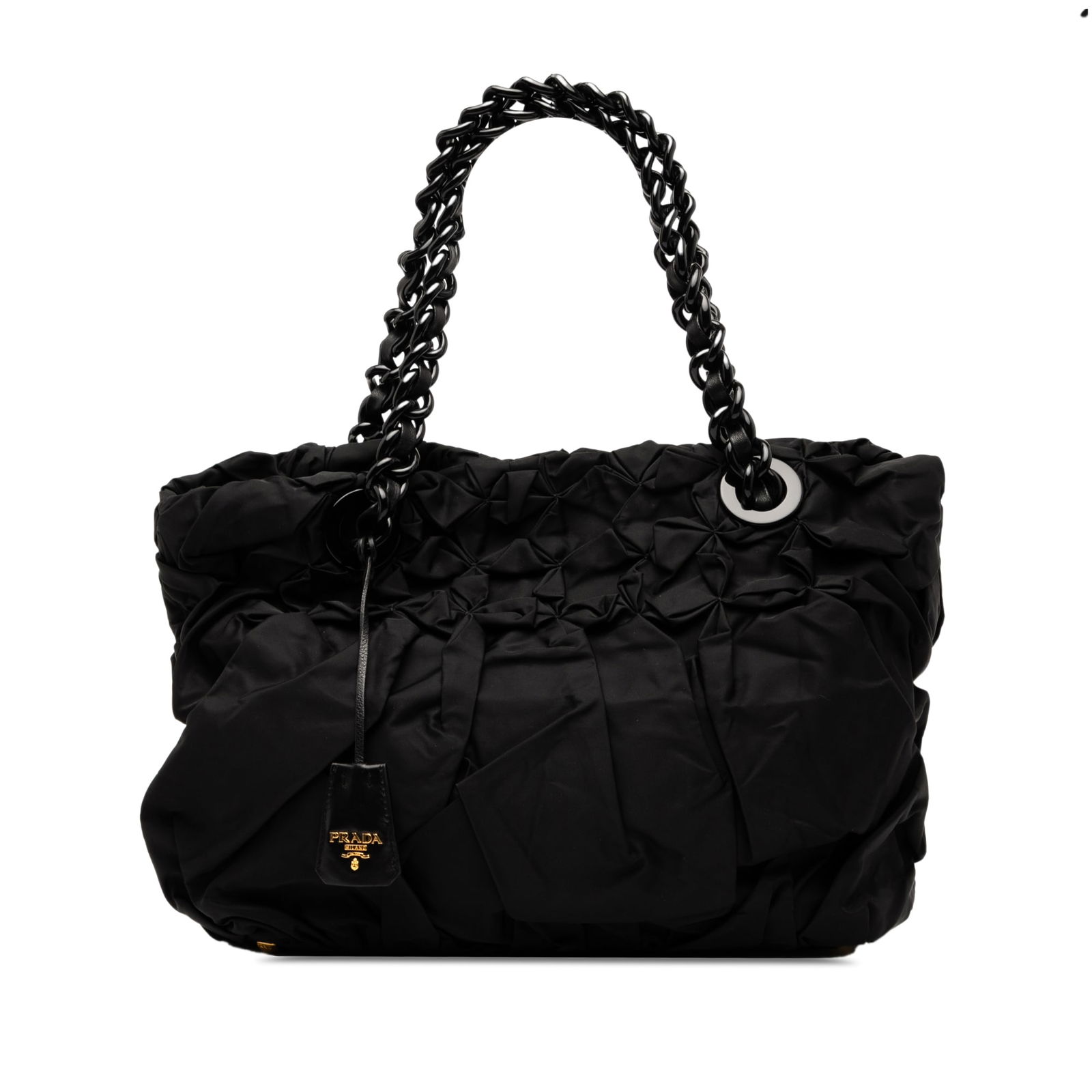 Prada Tessuto Origami Pleated Tote Black Nylon Bag (1 of 7)