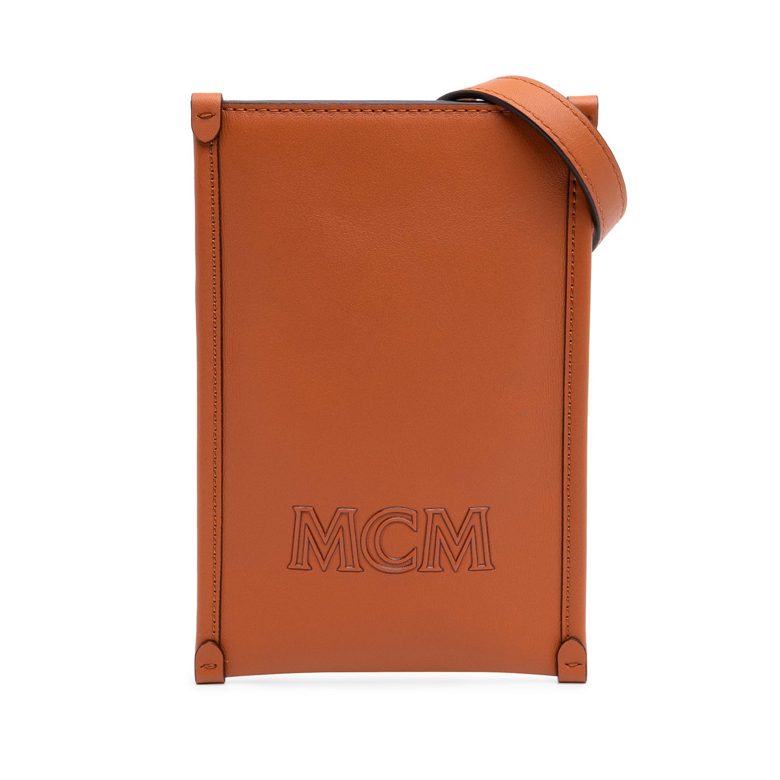 MCM Spanish Calfskin Embossed Logo Aren Lanyard Phone Case (1 of 10)