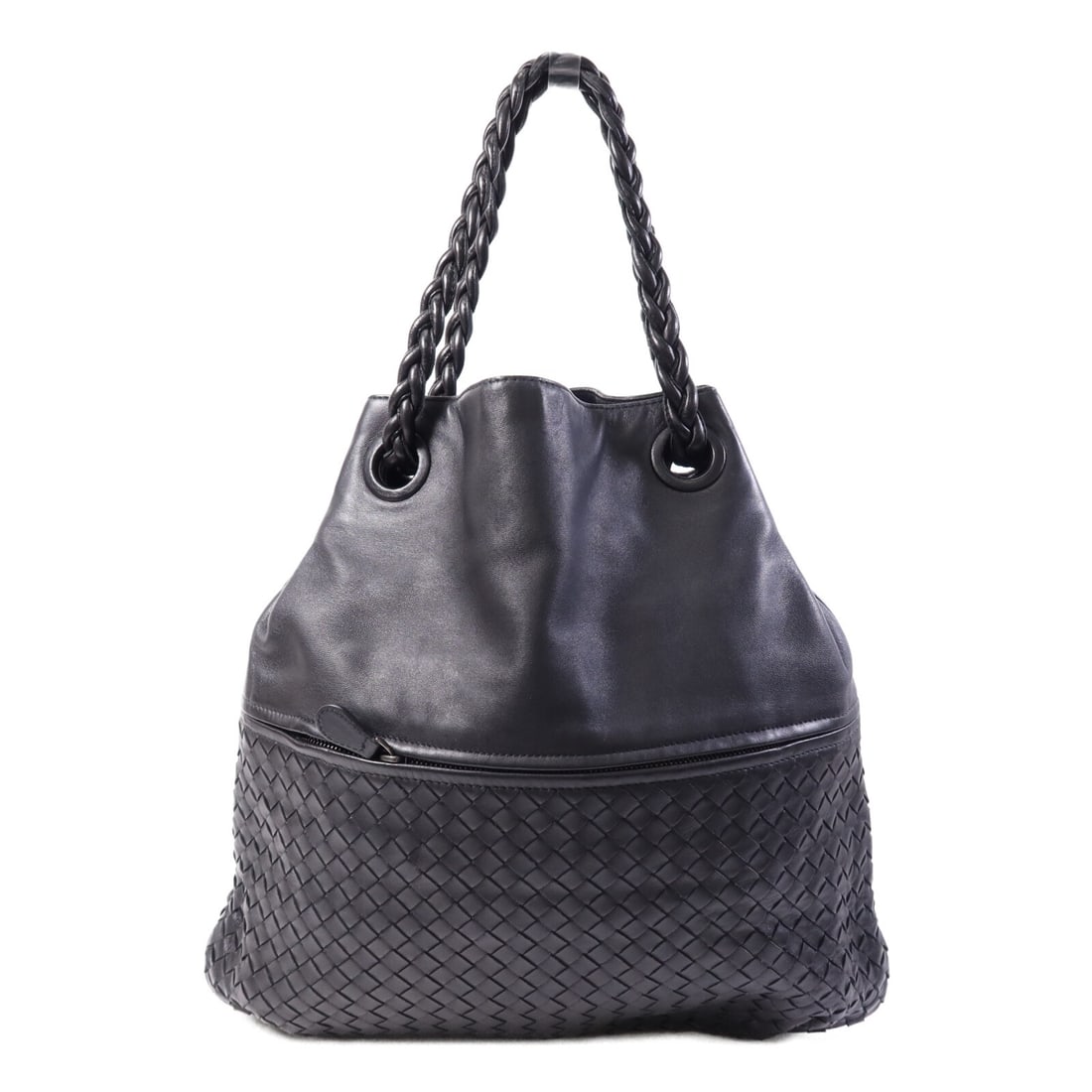 Black Lambskin Shoulder Bag by Bottega Veneta with Silver Hardware (1 of 12)