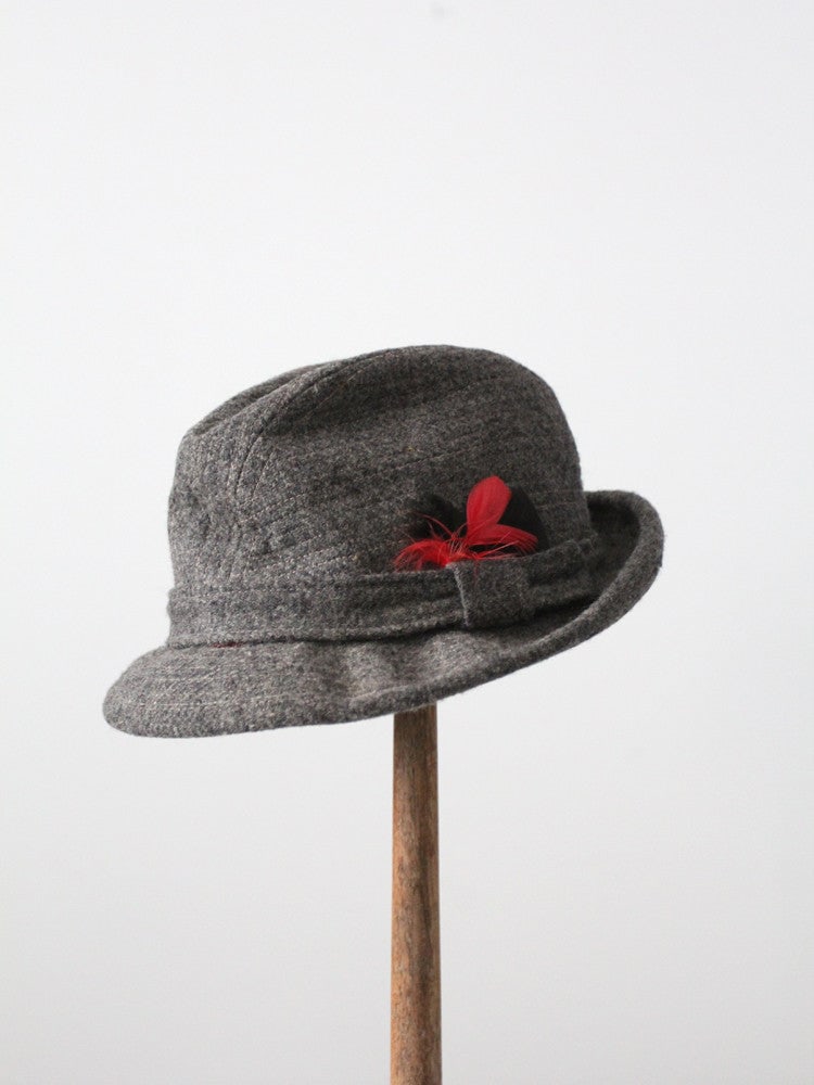 Vintage Country Gentleman Gray Wool Fedora with Feather Detail (1 of 6)