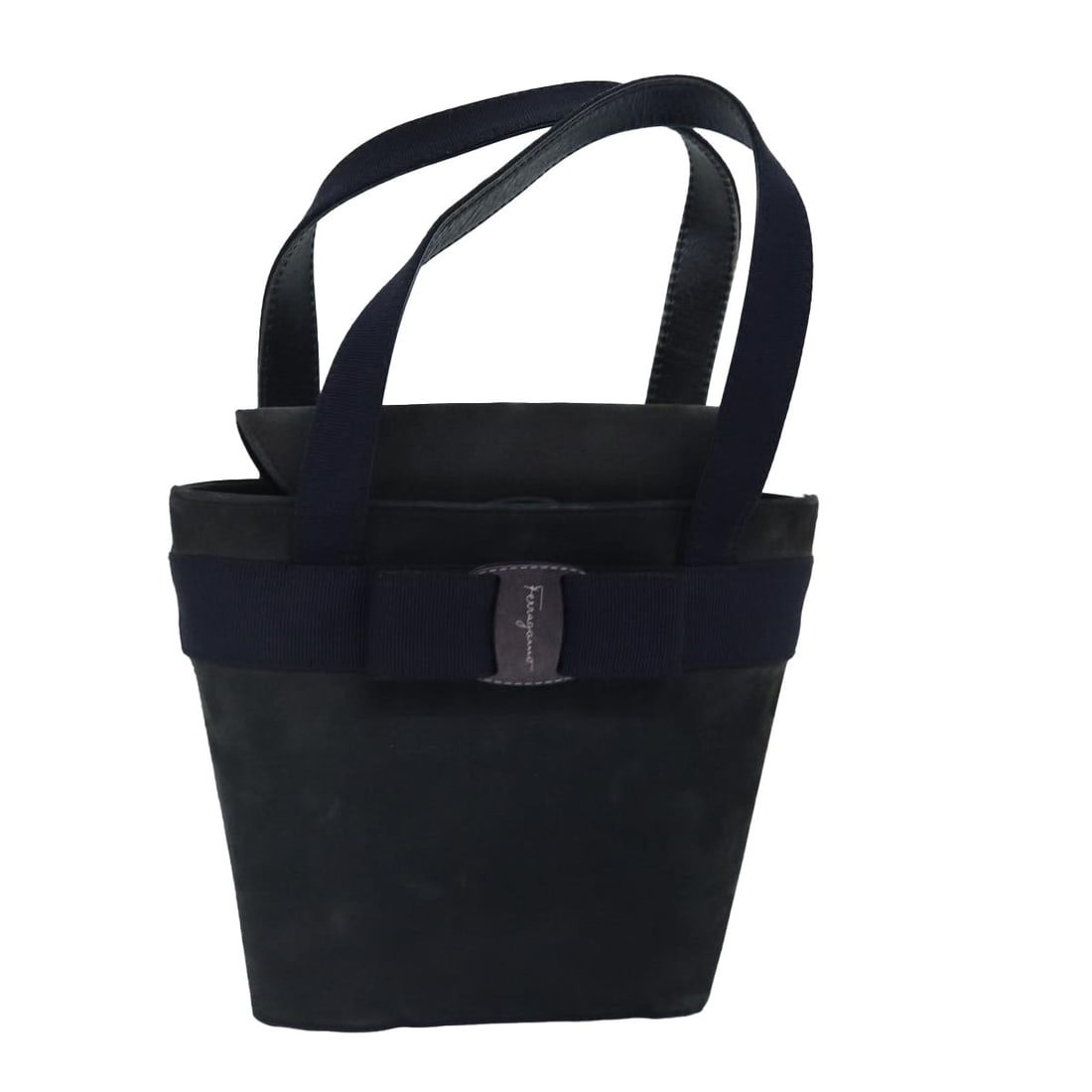 Vara Bow Navy Top Handle Bucket Handbag by Salvatore Ferragamo (1 of 1)
