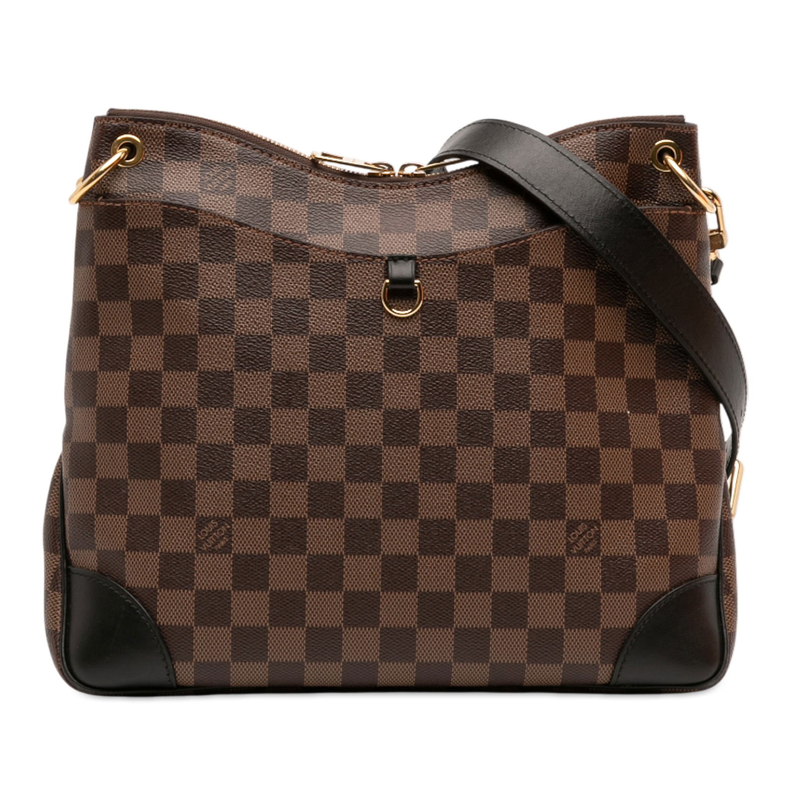 Louis Vuitton Damier Ebene Odeon MM Brown Bag with Leather Trim: Louis Vuitton Damier Ebene Odeon MM Brown Bag with Leather Trim The Louis Vuitton Damier Ebene Odeon MM is a stylish and practical bag crafted from a durable damier ebene fabric with leather trim. It