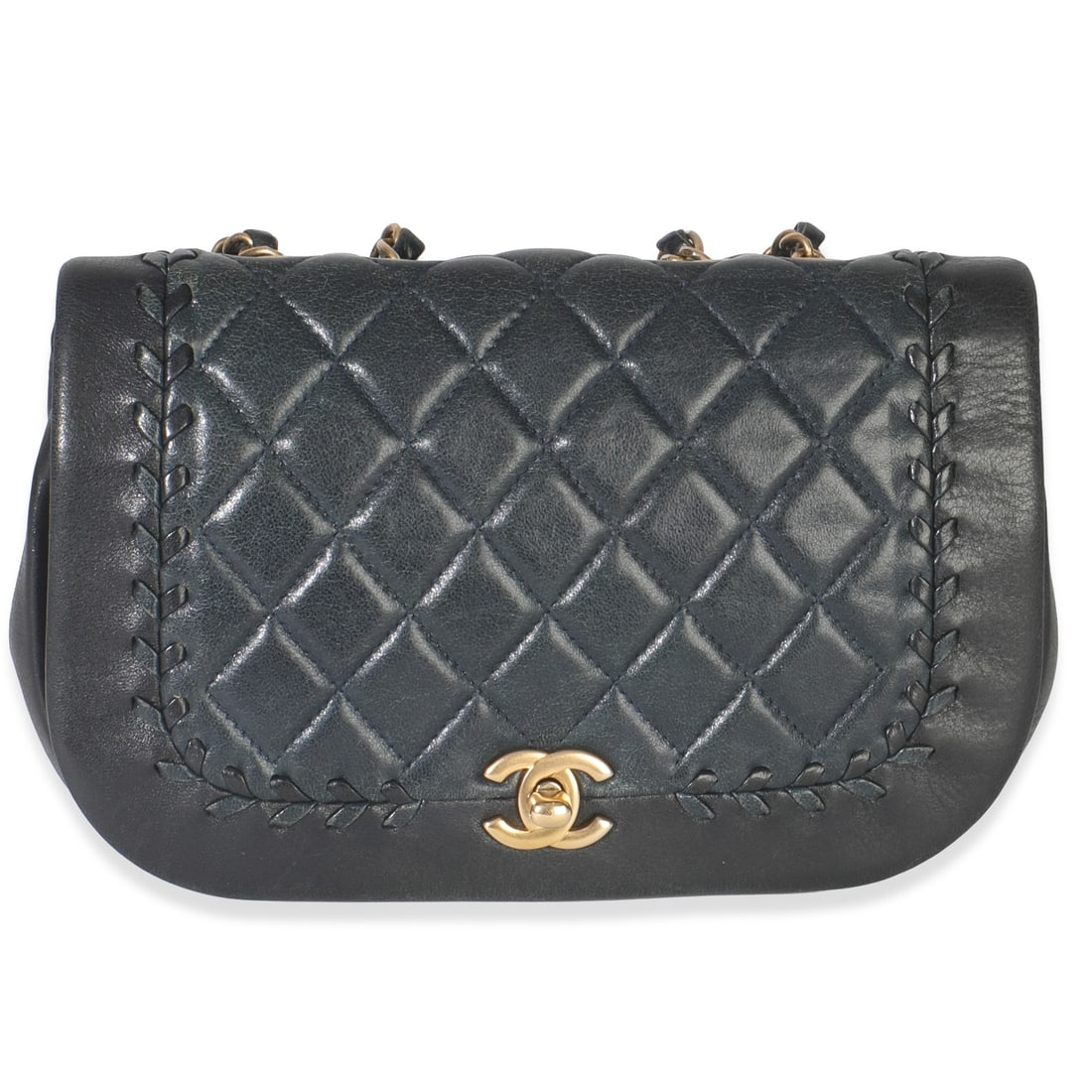 Chanel Braided Saddle Flap Shoulder Bag in Black Quilted Lambskin Leather (1 of 10)