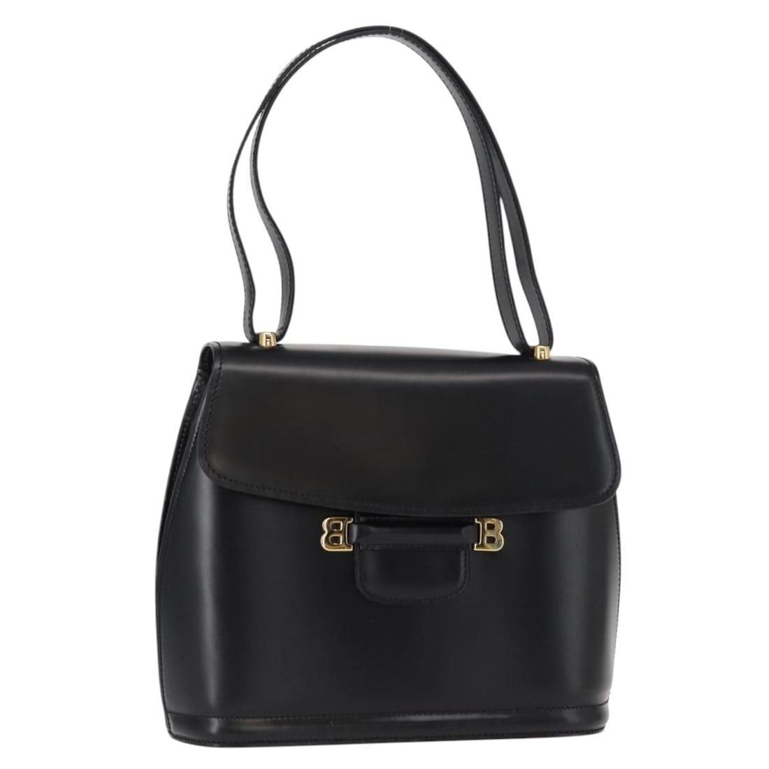 BALLY Black Gold Leather Shoulder Bag Auth Italy 151255 (1 of 18)