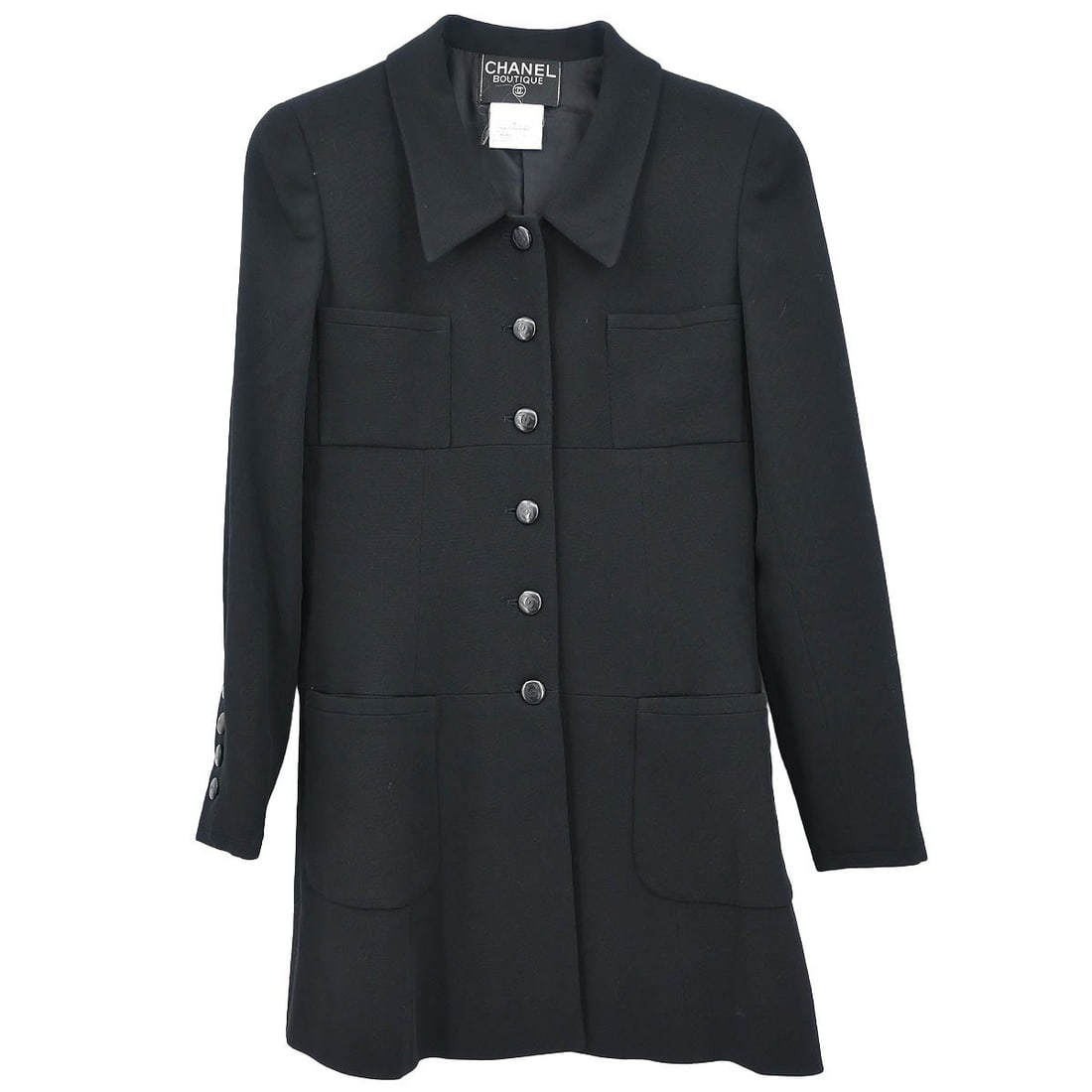 Vintage Chanel Black Wool Single-Breasted Jacket Size #36 (1 of 10)