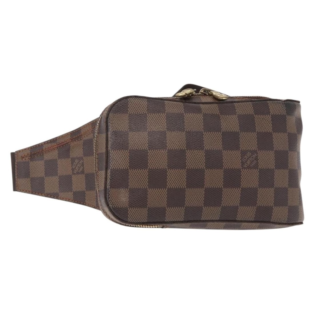 Geronimos Shoulder Bag in Brown by Louis Vuitton: Geronimos Shoulder Bag in Brown by Louis Vuitton This pre-owned Louis Vuitton Geronimos waist bag is in good condition, with some signs of use including slight rubbing and a loss of shape on the surfa