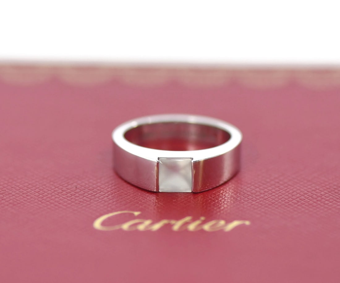 Cartier Moonstone Ring 18K White Gold Size 58 Authentic with Box (1 of 3)