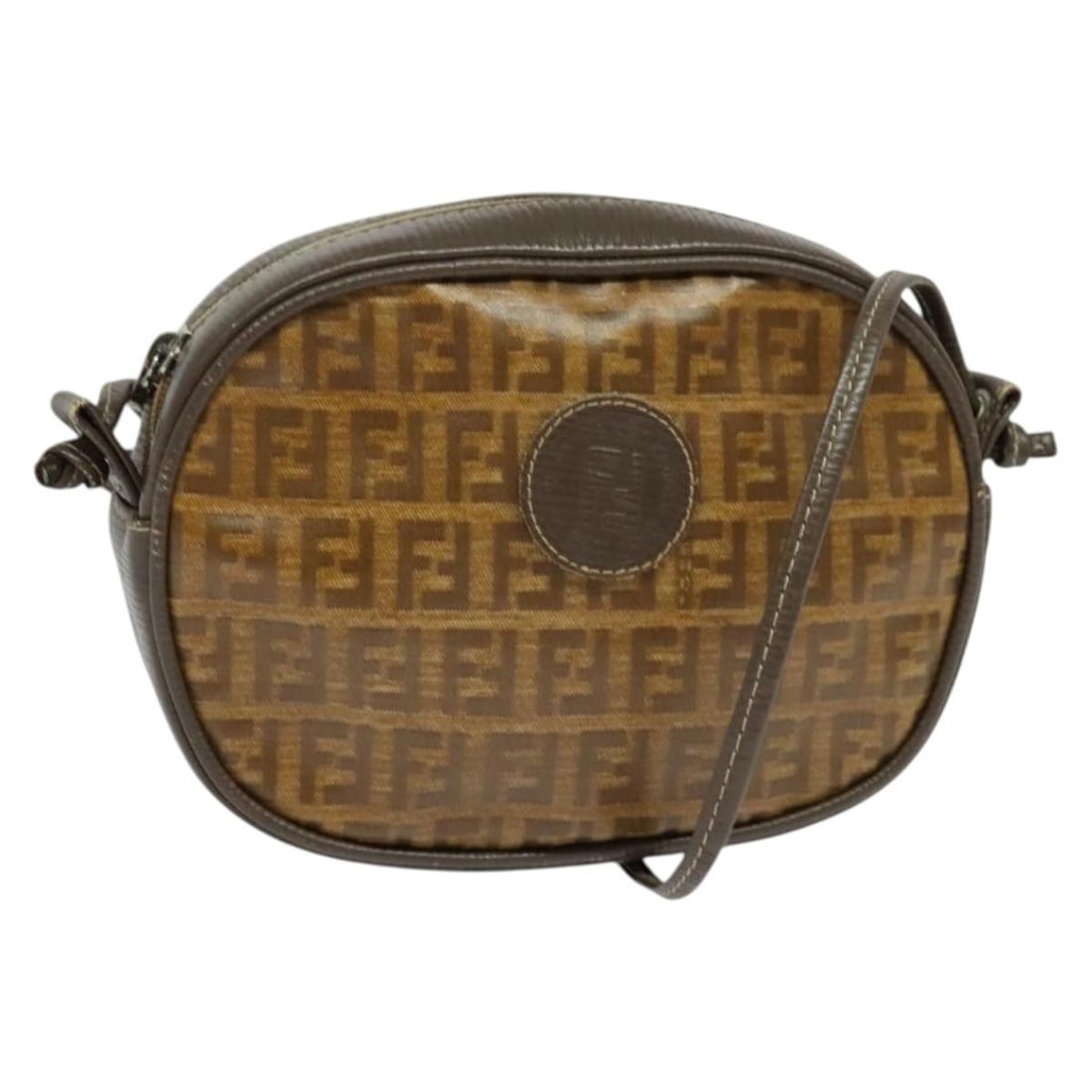 Vintage Fendi Brown Leather Zip Crossbody Purse (1 of 1)