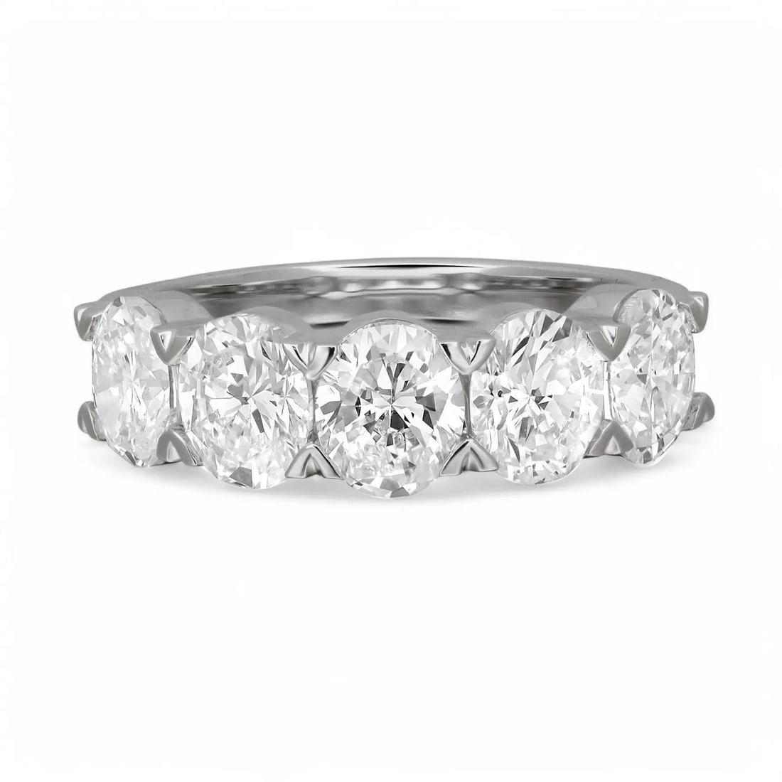 Rachel Koen 5 Stone Oval Lab Grown Diamond Band Ring 14K White Gold 3.20Cttw: Rachel Koen 5 Stone Oval Lab Grown Diamond Band Ring 14K White Gold 3.20Cttw This stunning 5 Stone Oval Cut Lab Grown Diamond Band Ring is a modern twist on a classic design, perfect for celebrating l