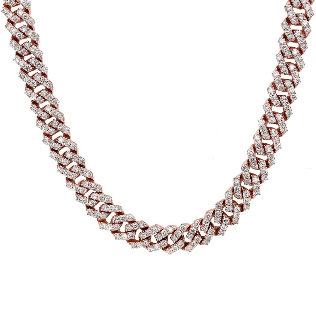 Rachel Koen 8.43ctw Round Diamond Cuban Link Necklace 14K Rose Gold (1 of 7)