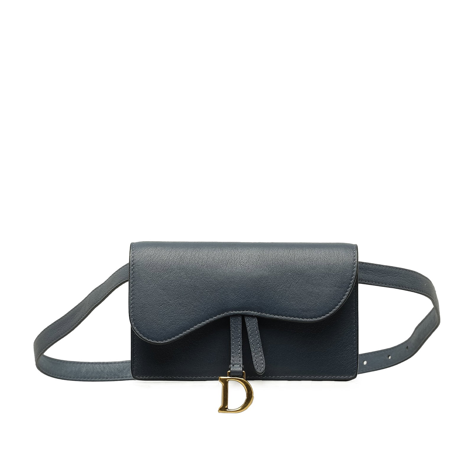 Dior Blue Leather Saddle Belt Bag with Adjustable Strap: Dior Blue Leather Saddle Belt Bag with Adjustable Strap Elevate your accessory collection with the Dior Leather Saddle Belt Bag, a stylish and practical choice for any occasion. This exquisite bag fea