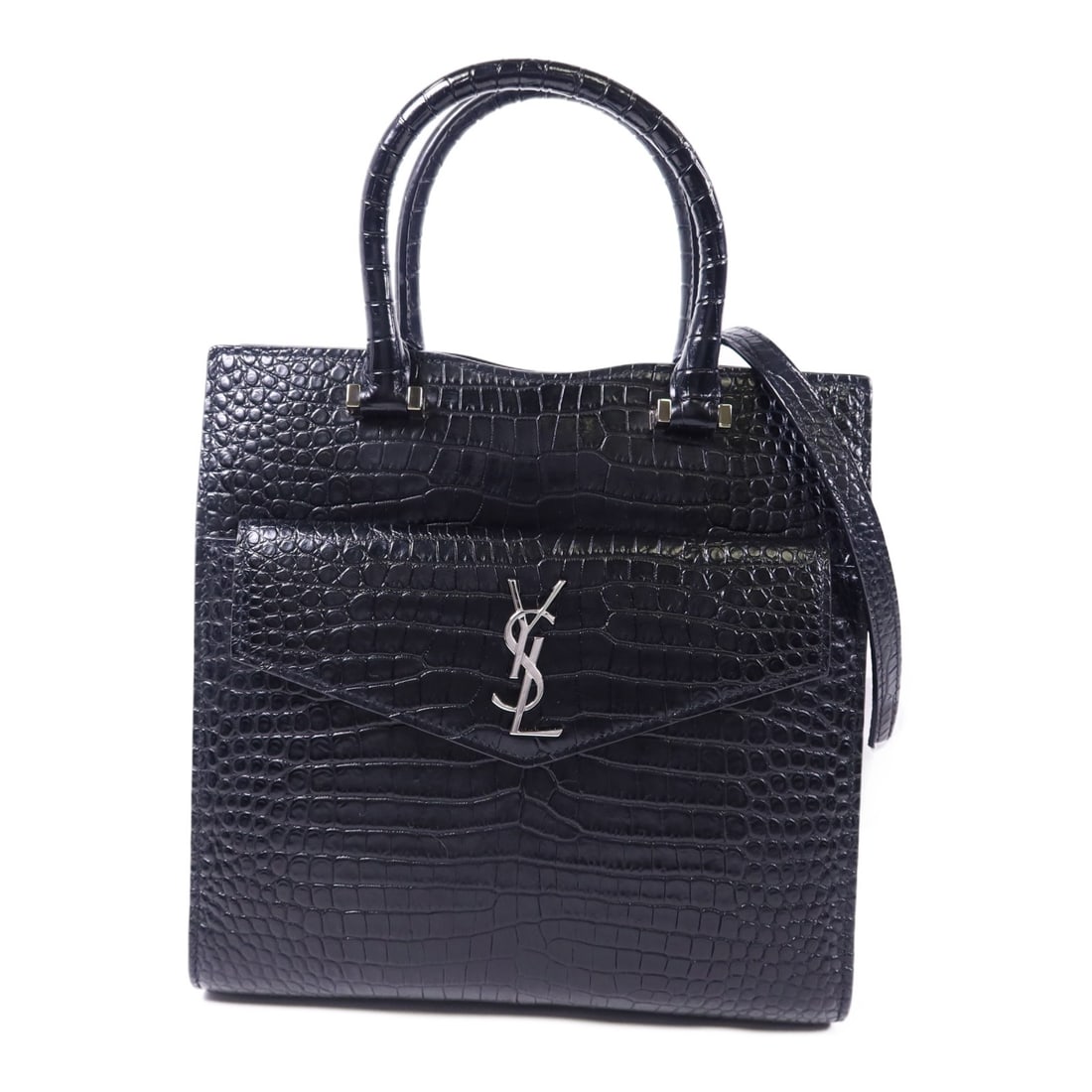 SAINT LAURENT Uptown Small Tote 2 Way Shoulder Bag Black Calfskin (1 of 18)