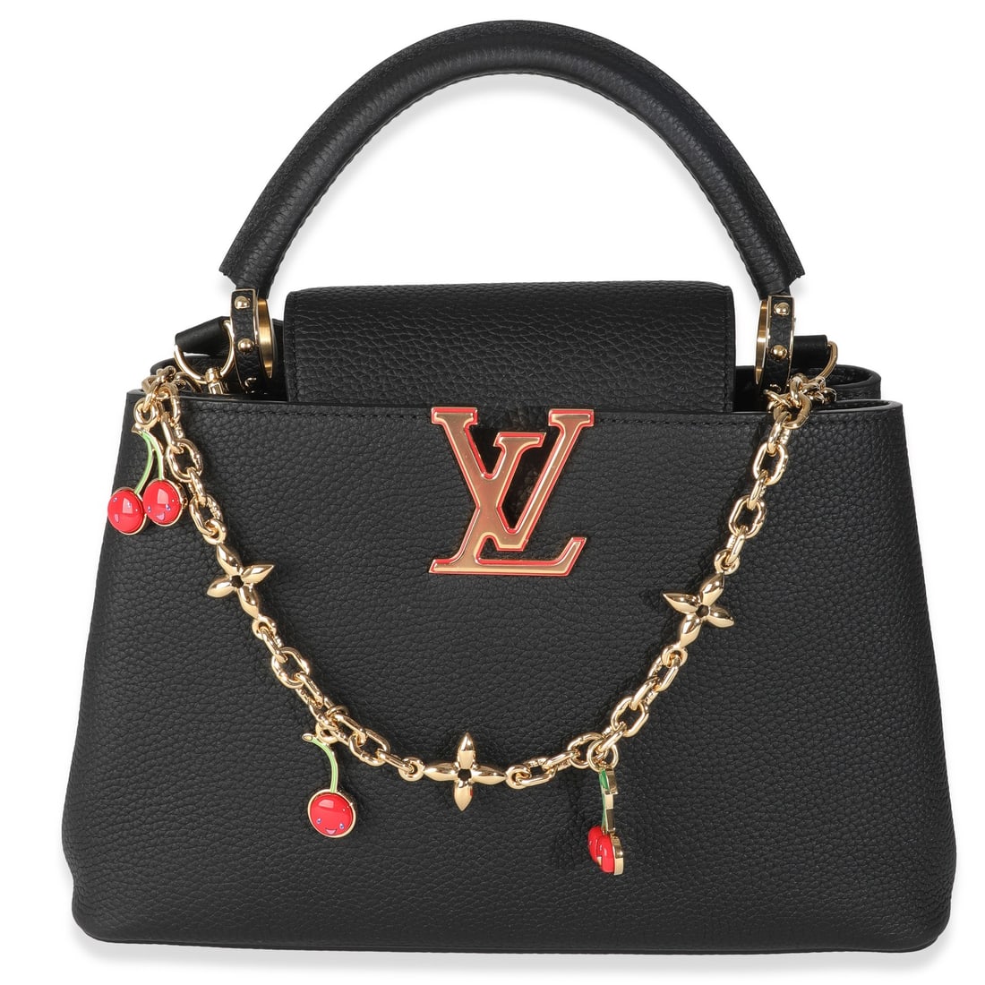 Louis Vuitton Capucines MM Black Leather Handbag 2021-2023: Louis Vuitton Capucines MM Black Leather Handbag 2021-2023 This exquisite Louis Vuitton x TM Black Taurillon Capucines MM handbag effortlessly blends luxury with functionality. Designed for the modern