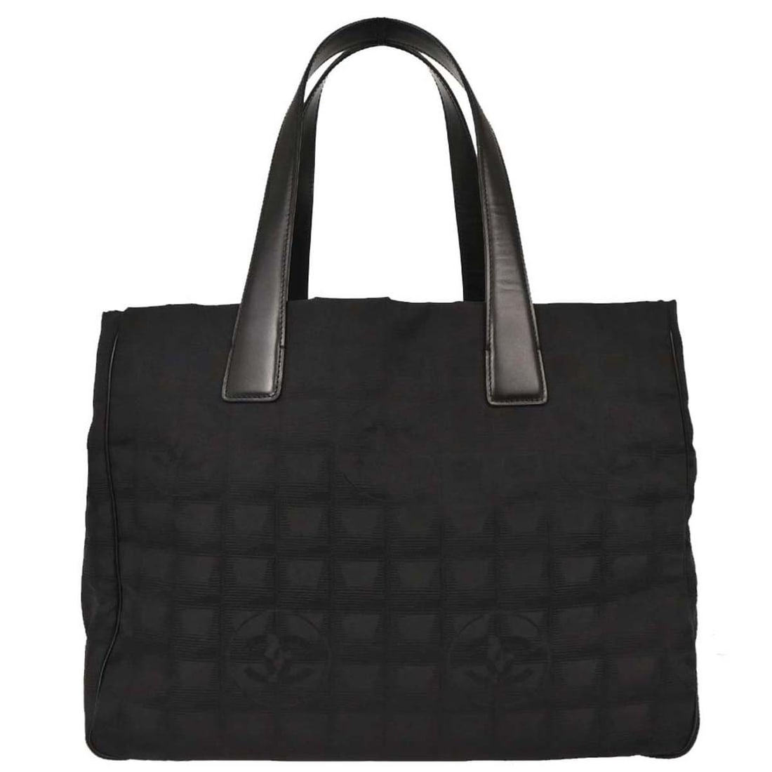 Chanel Black Jacquard Nylon Travel Line Tote Handbag (1 of 10)