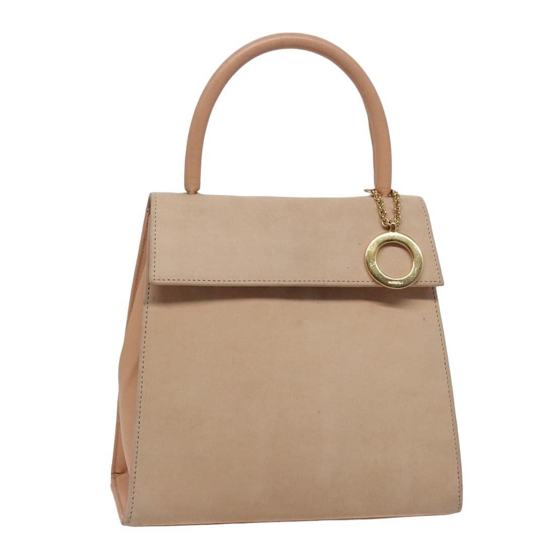 Beige Celine Women's Handbag with Metal Fittings: Beige Celine Women's Handbag with Metal Fittings This pre-owned Celine handbag in beige is designed for women and features a classic silhouette. The bag displays signs of use, including rubbing and st