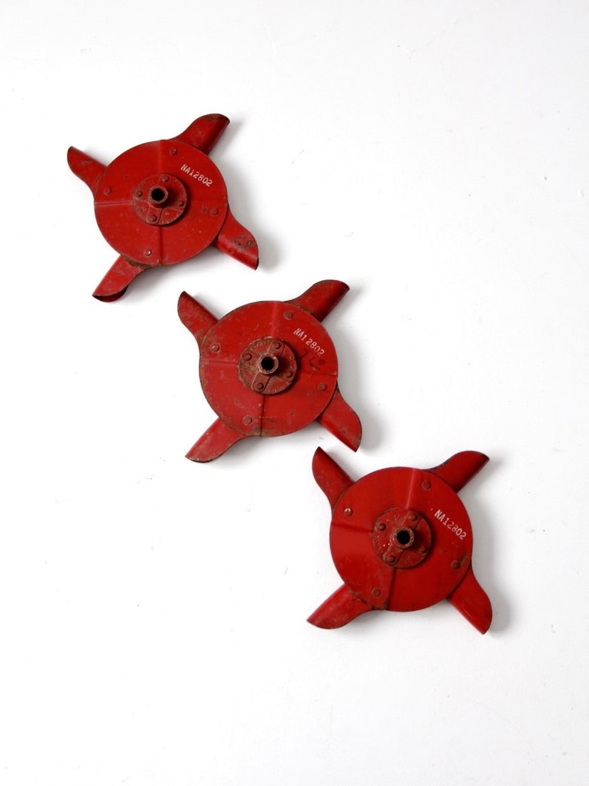 Set of 3 Vintage Red Metal Farm Wheels III R 62156 ARI Canada (1 of 6)