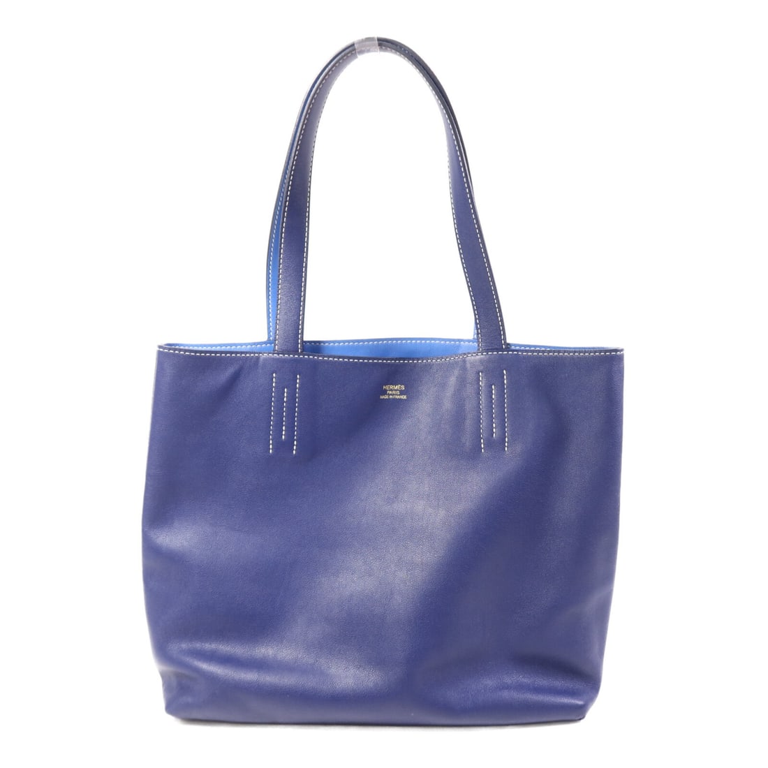 Hermes Double Sens 28 Blue Calfskin Leather Tote Bag (1 of 13)
