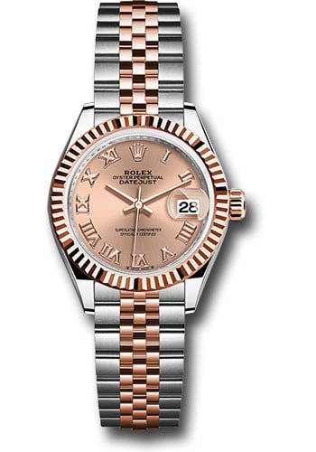Rolex Datejust 279171 Ladies Rose Roman Dial Jubilee Bracelet 2019 Card: Rolex Datejust 279171 Ladies Rose Roman Dial Jubilee Bracelet 2019 Card This Rolex Datejust Lady is a refined timepiece featuring a rose Roman numeral dial and a fluted bezel. The watch is paired with