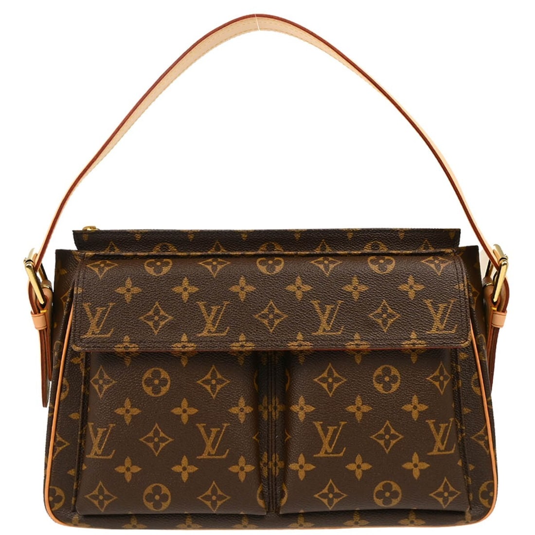 Louis Vuitton Viva Cite GM Handbag M51163 Monogram Canvas Brown Red Alcantara (1 of 10)