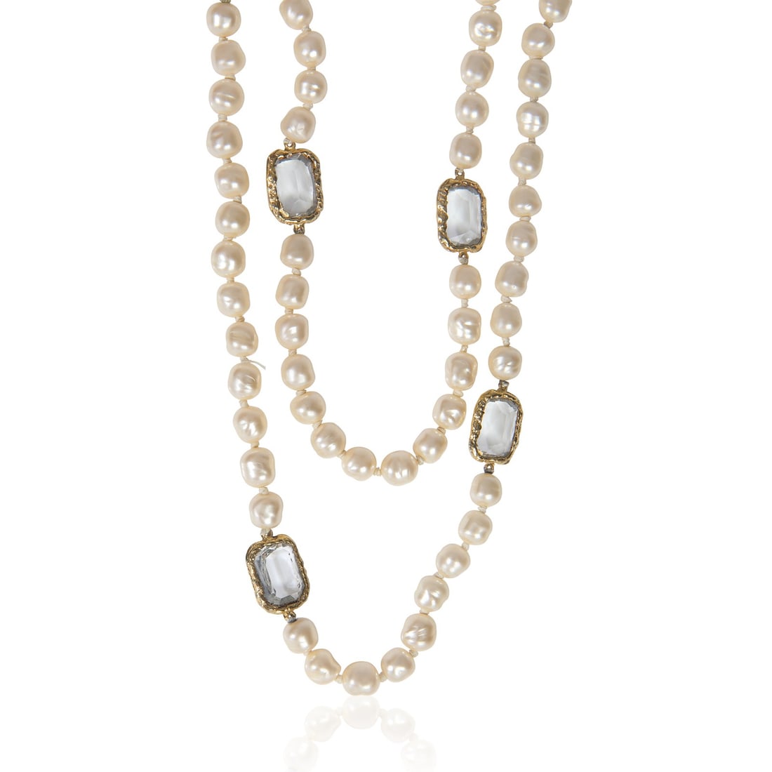 Chanel Vintage 1981 Gold Plated Baroque Faux Pearl Necklace (1 of 3)
