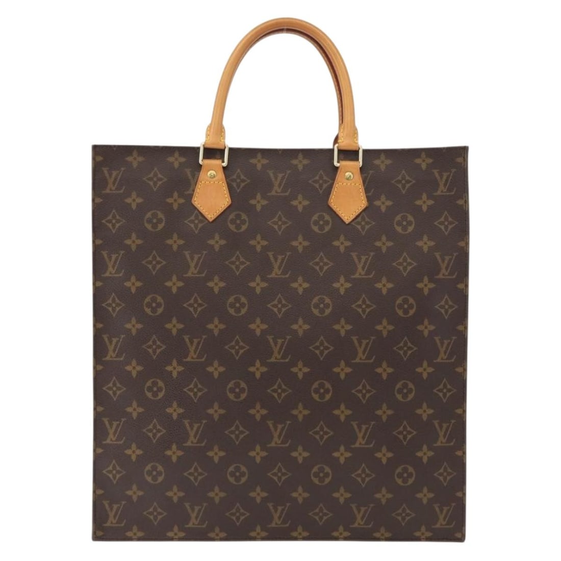 Pre-Owned Monogram Sac Plat Tote by Louis Vuitton: Pre-Owned Monogram Sac Plat Tote by Louis Vuitton This pre-owned Louis Vuitton Monogram Sac Plat tote bag features the classic brown monogram canvas design. The bag is in good condition with noticeabl