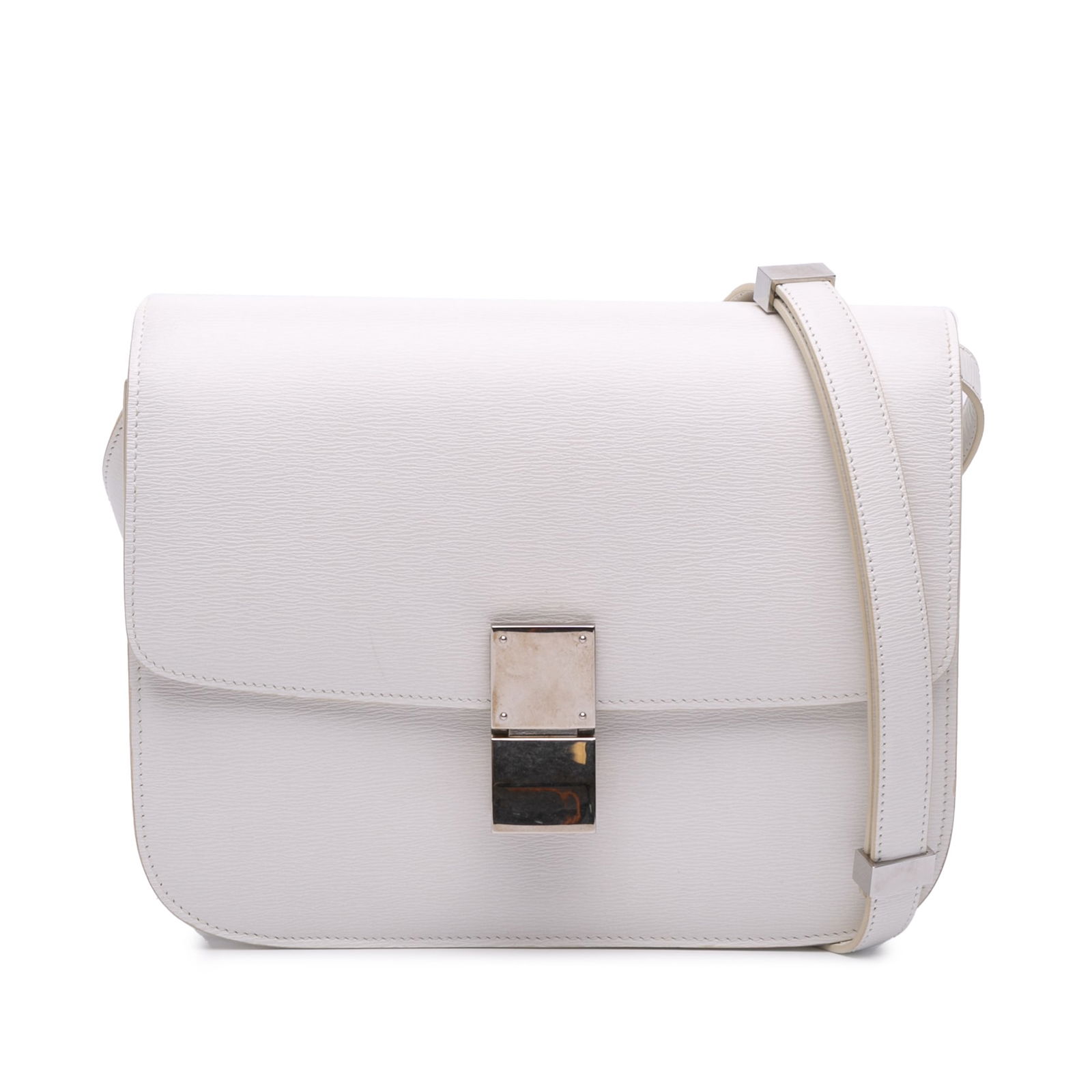 Celine Medium Calfskin Classic Box Bag White Leather Italy (1 of 7)