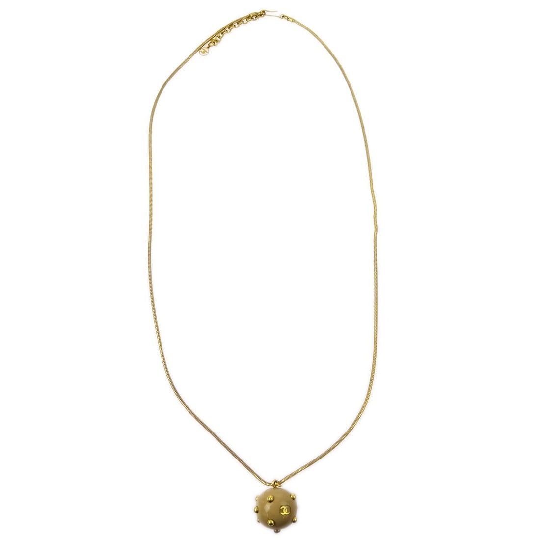 Vintage CC Ball Pendant Necklace in Gold and Beige by Chanel (1 of 2)