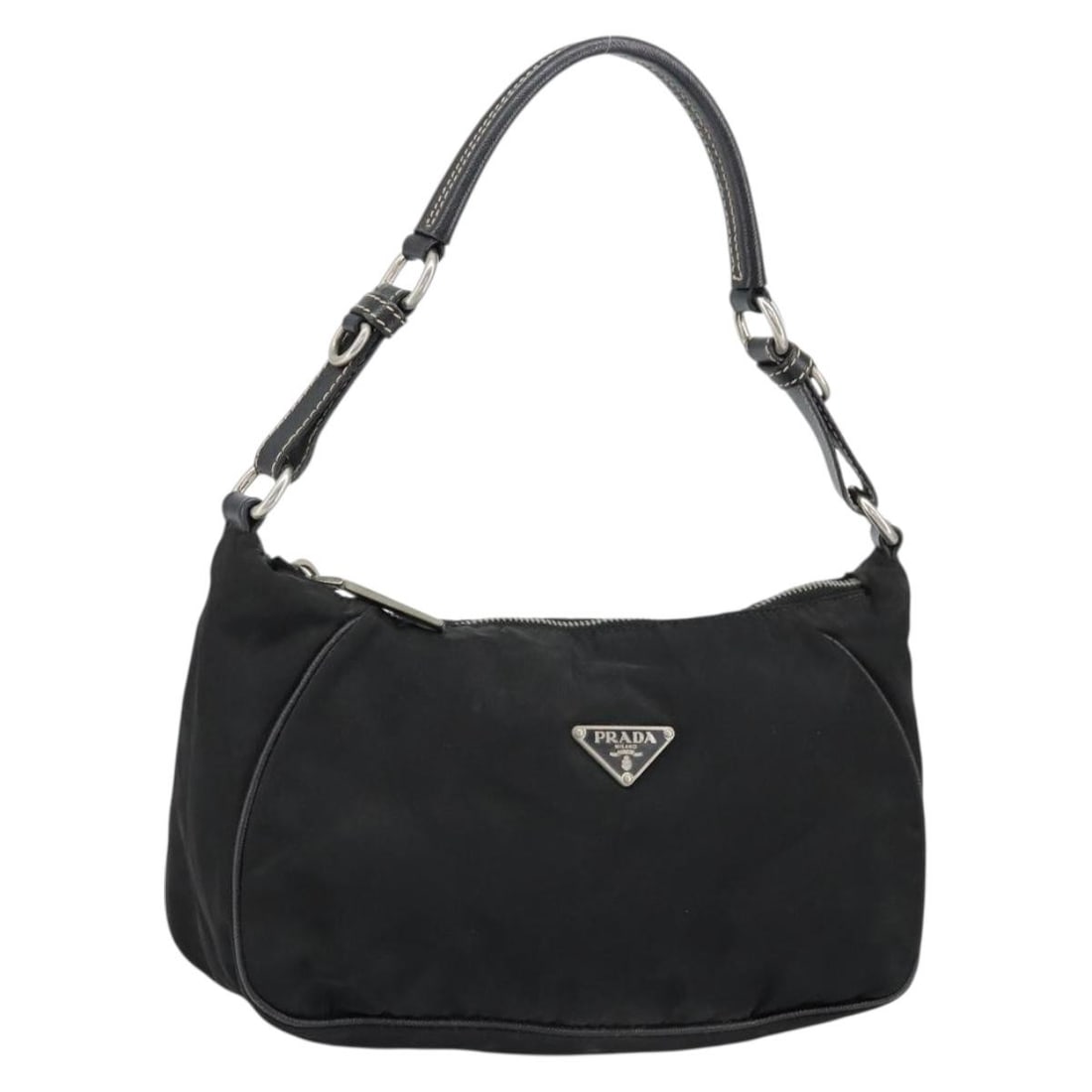 Pre-owned Prada Black Vintage Shoulder Purse: Pre-owned Prada Black Vintage Shoulder Purse This pre-owned Prada vintage shoulder bag is crafted in black and designed for women. It features a shoulder strap, metal fittings, and a zippered pocket.