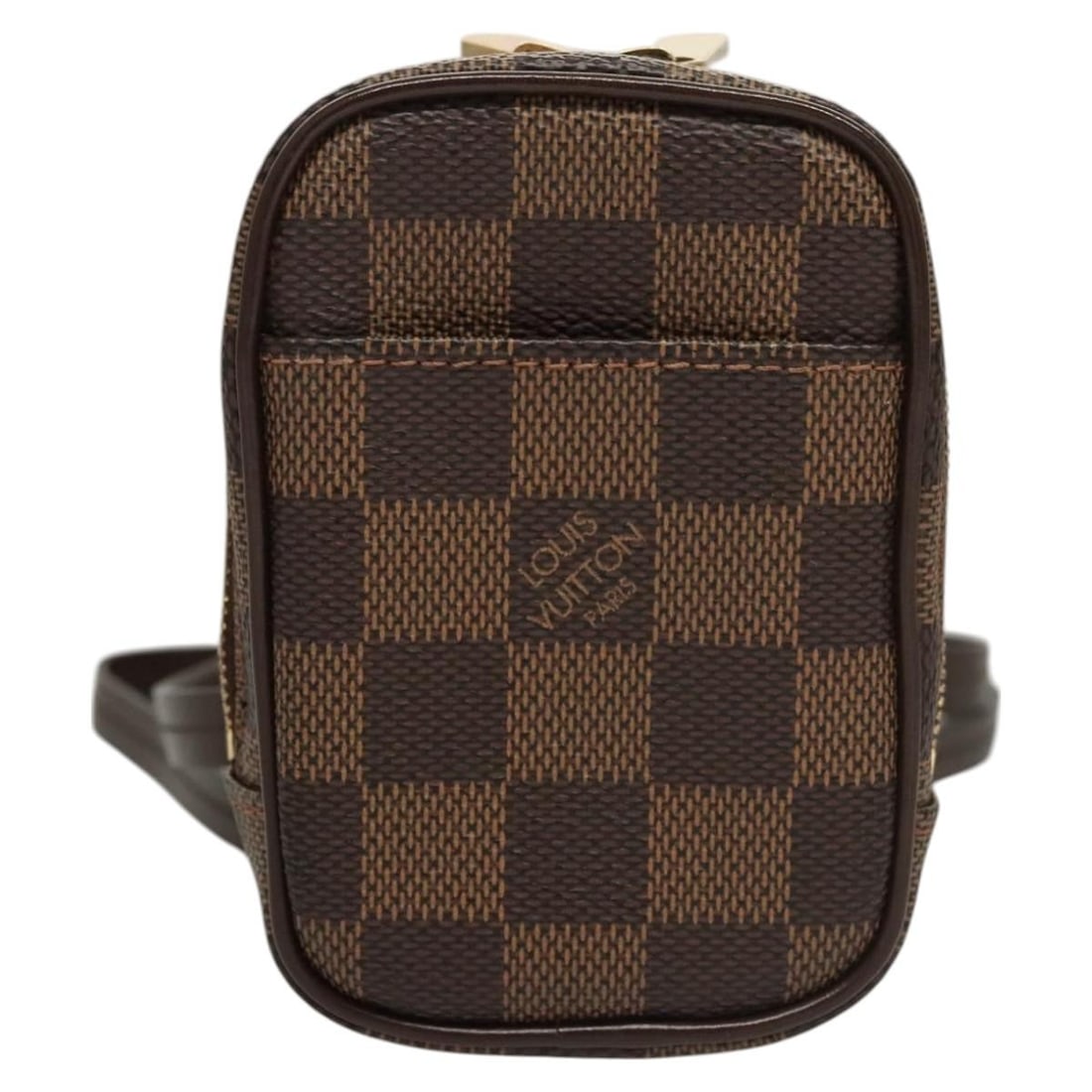 Etui Okapi Camera Bag in Brown by Louis Vuitton: Etui Okapi Camera Bag in Brown by Louis Vuitton This Louis Vuitton Etui Okapi Camera Case in brown features a classic design with a structured shape. The bag shows slight rubbing and peeling on the le