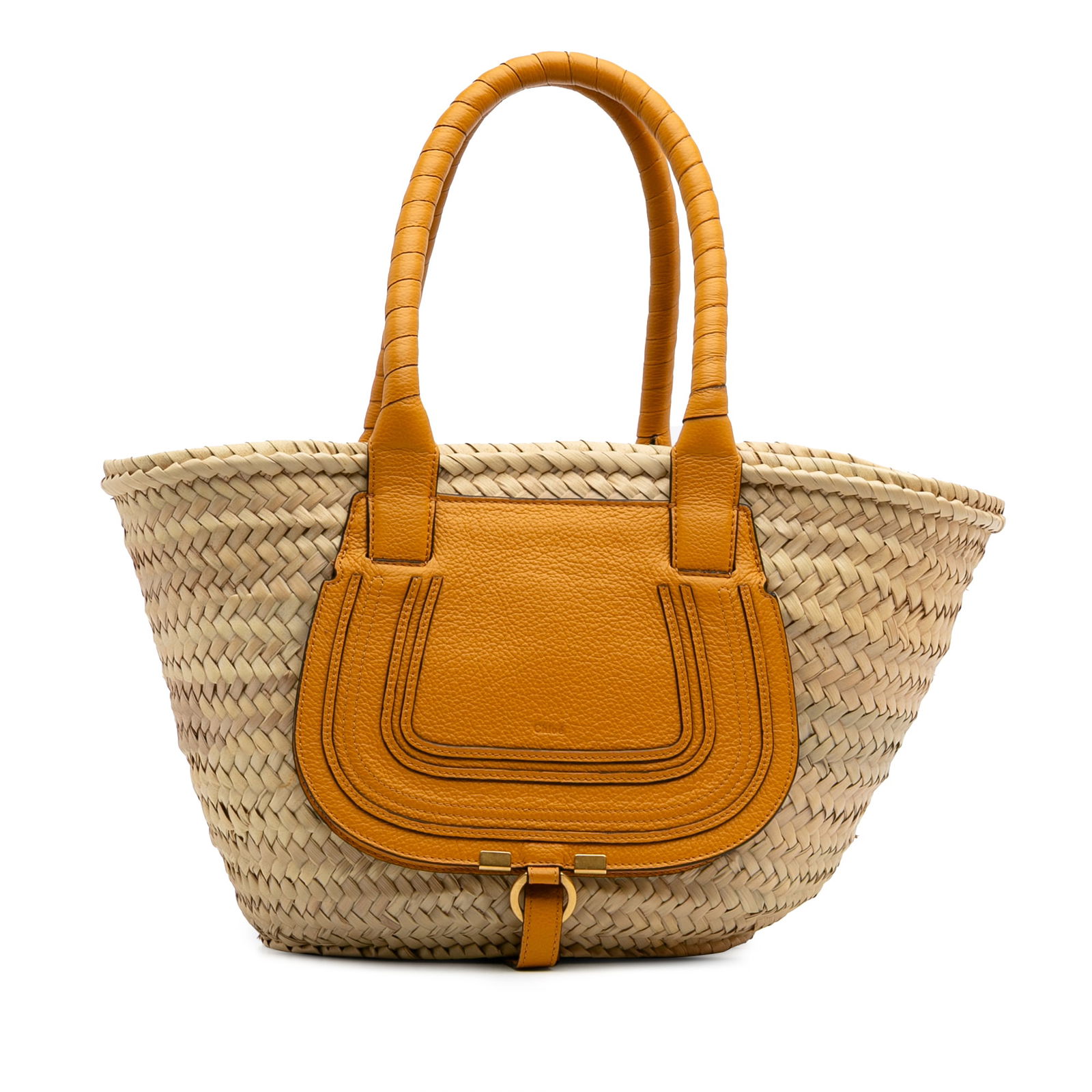 Chloe Medium Raffia Marcie Basket Tote Natural Brown Bag (1 of 11)