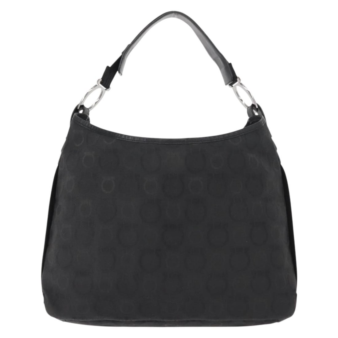Vintage Gancini Convertible Shoulder Handbag by Salvatore Ferragamo: Vintage Gancini Convertible Shoulder Handbag by Salvatore Ferragamo This vintage Salvatore Ferragamo Gancini convertible top handle bag in black is a pre-owned shoulder bag designed for women. It feat